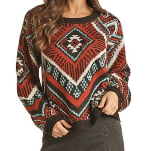 Rock & Roll® Ladies Cabin Cozy Black & Red Sweater